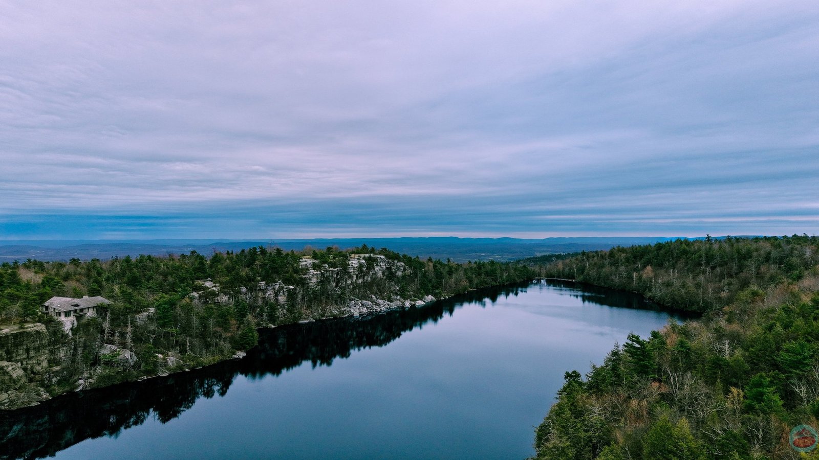 Drone view over New York forest